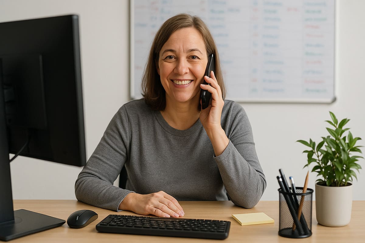 Mitarbeiterin am Telefon